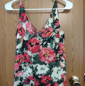 H & M Small Floral Tank Spaghetti Straps Pink Green Yellow White